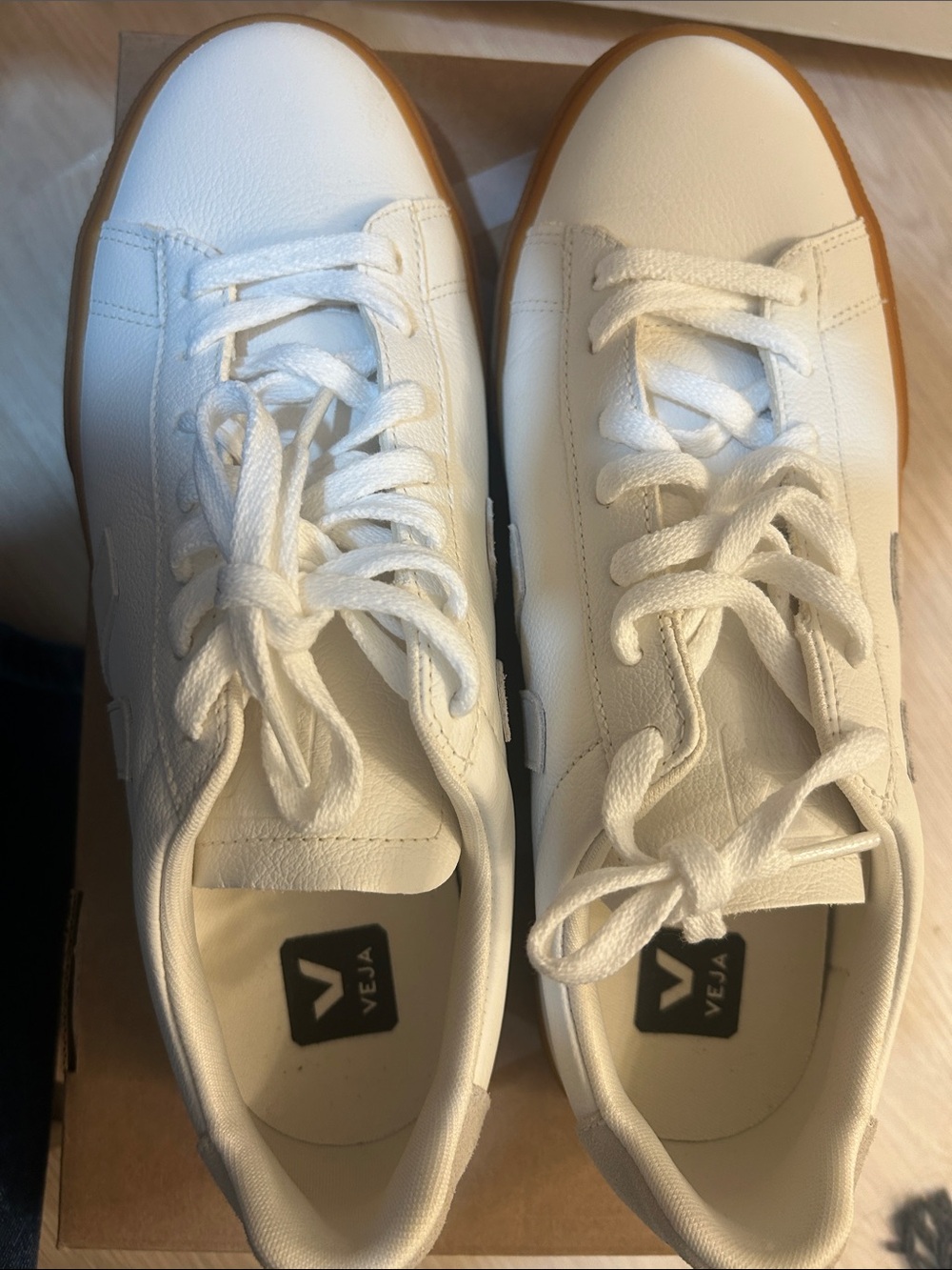 Veja White Leather Sneakers with Gum Outsole - Picture 2 of 5